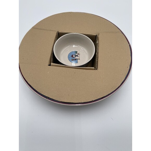 Snowman Holiday Canterbury Potteries Winter 2 pc Chip Dip Stoneware NIB - Picture 4 of 10